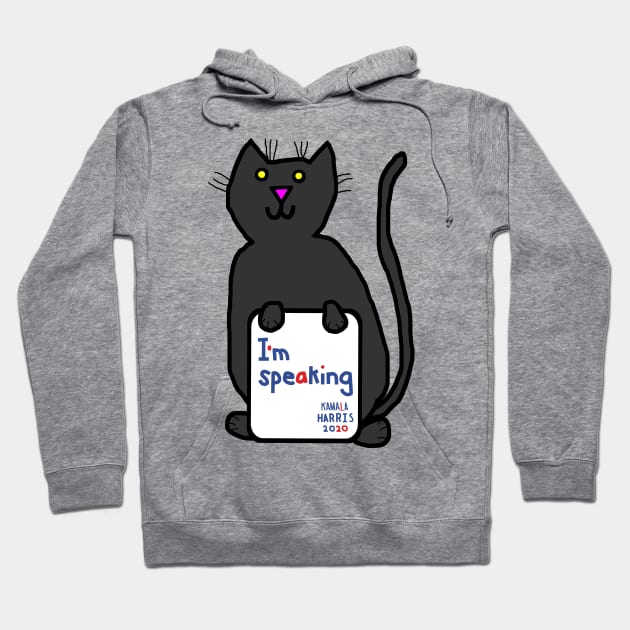 Kamala Harris Support Cats VP Debate Quotes Im Speaking Hoodie by ellenhenryart
